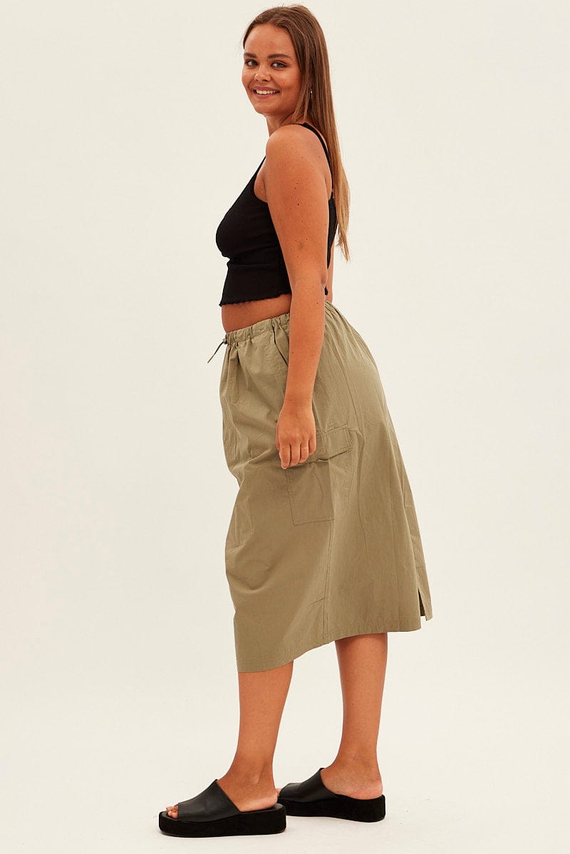 Green Parachute Midi Skirt for YouandAll Fashion