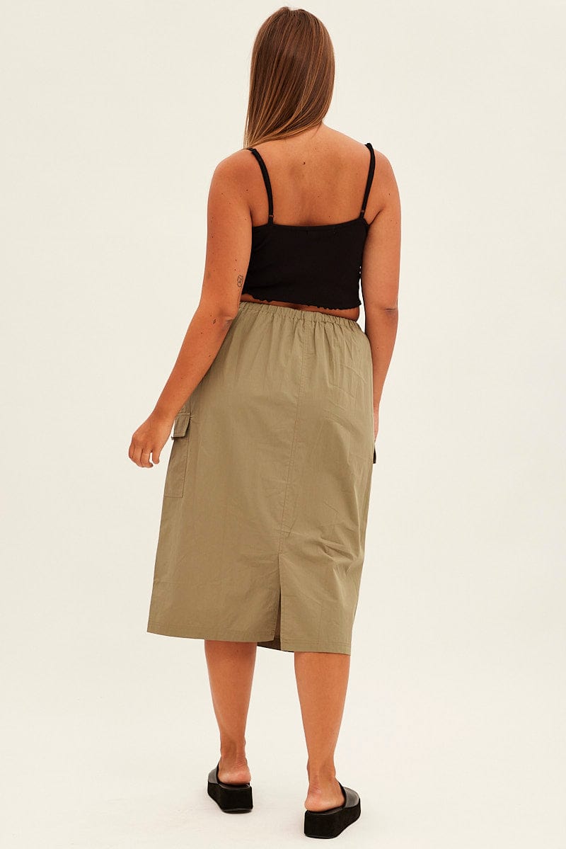 Green Parachute Midi Skirt for YouandAll Fashion