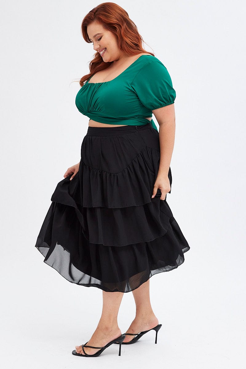 Black ruffle shop skirt plus size