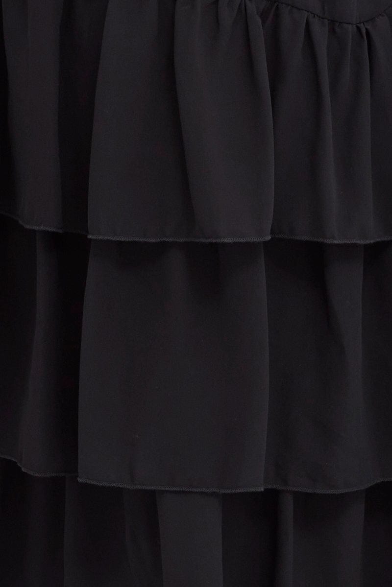 Black Midi Skirt Ruffle Hem for YouandAll Fashion