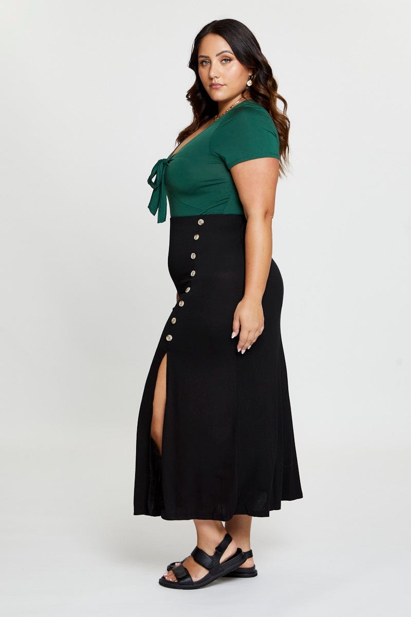 Plus size black button down clearance skirt