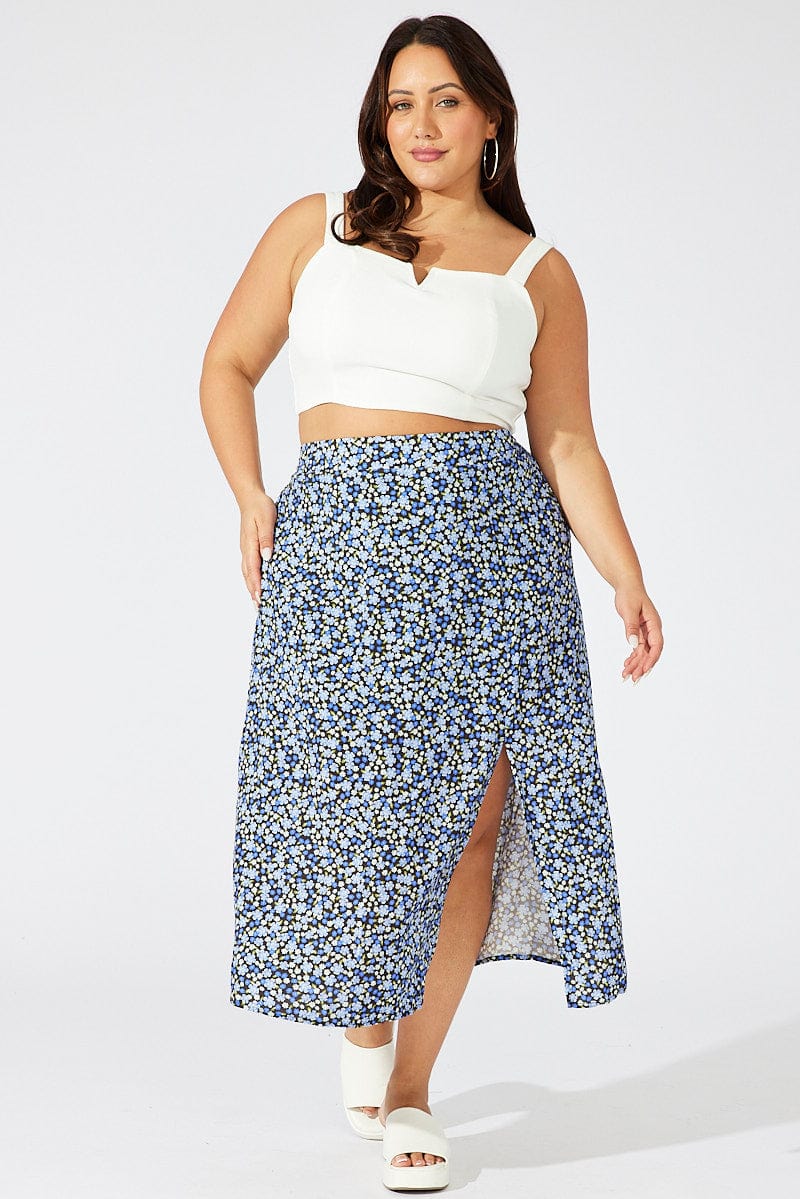  Bodycon Midi Skirt, Side Split Versatile Slim Bodycon