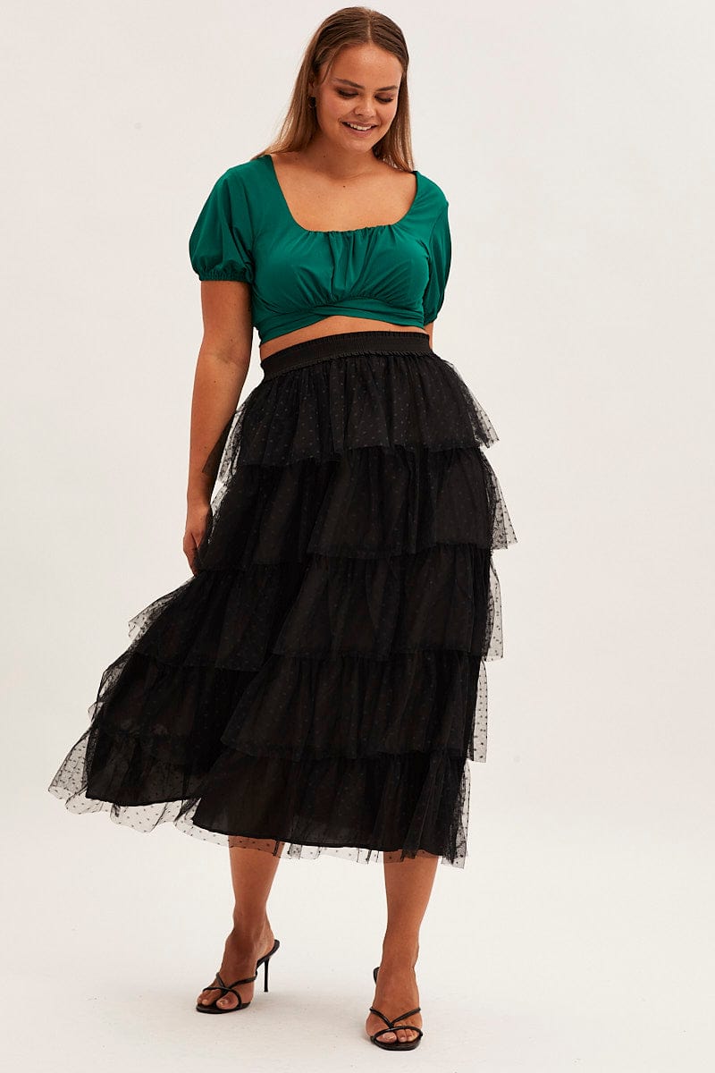 Ruffle Mesh Layered Skirt, Midi Ruffle Skirt Tulle