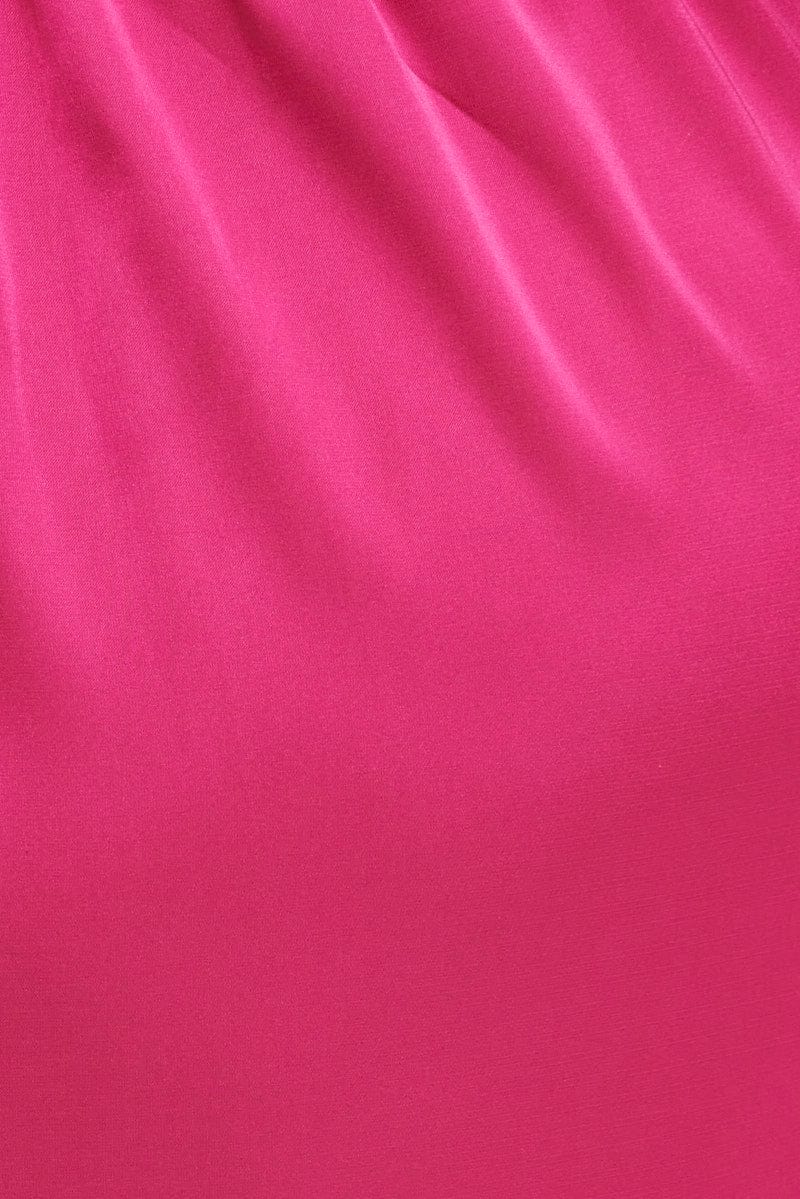 Pink Midi Skirt Satin Slip With Button Detail for YouandAll Fashion