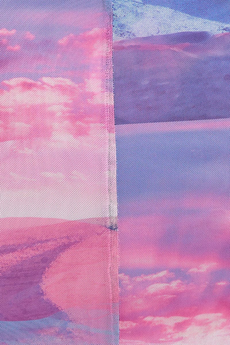 Multi Print Long Skirt Mesh Landscape Print for YouandAll Fashion