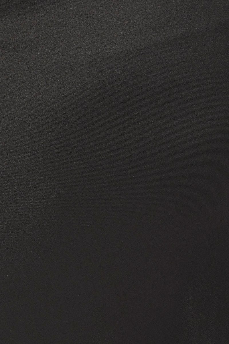 Black Midi Skirt Satin Split Flare for YouandAll Fashion