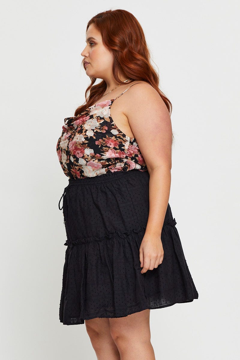 Plus size black cotton skirt sale