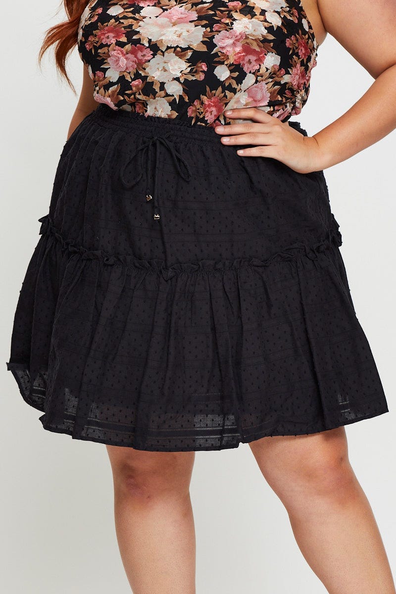 Plus size black mini skater skirt best sale