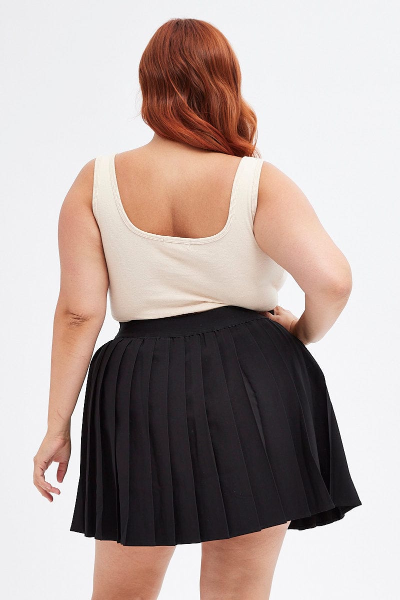Black Pleated Skirt Plus Size