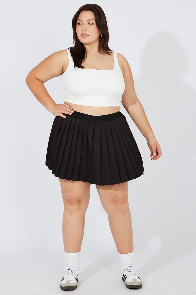 Black Pleat Tennis Skirt Shorts Underneath for YouandAll Fashion