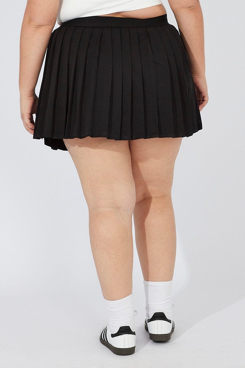 Black Pleat Tennis Skirt Shorts Underneath for YouandAll Fashion