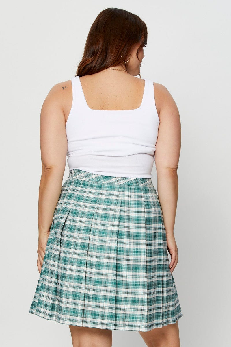 Check Mini Tennis Skirt Pleated For Women By You And All