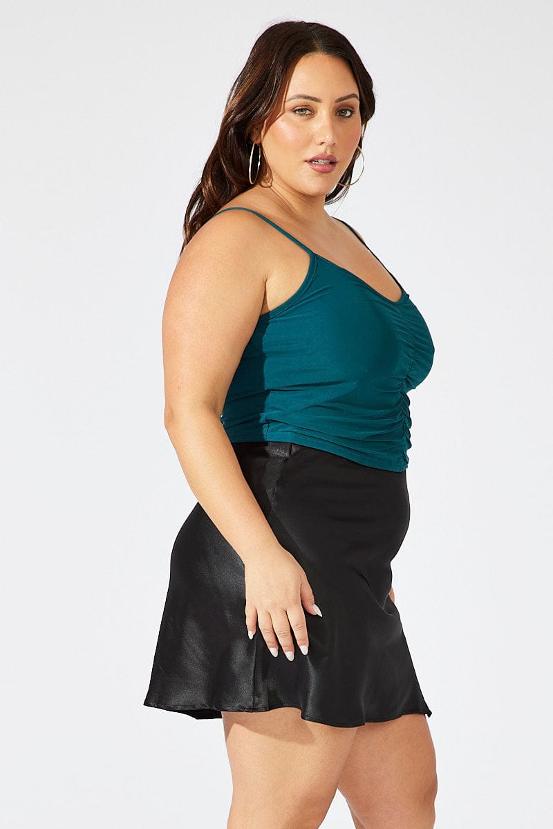 Black satin skirt with lace clearance trim