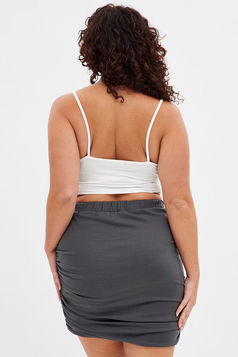 Grey Bodycon Skirt Mini Ruched for YouandAll Fashion