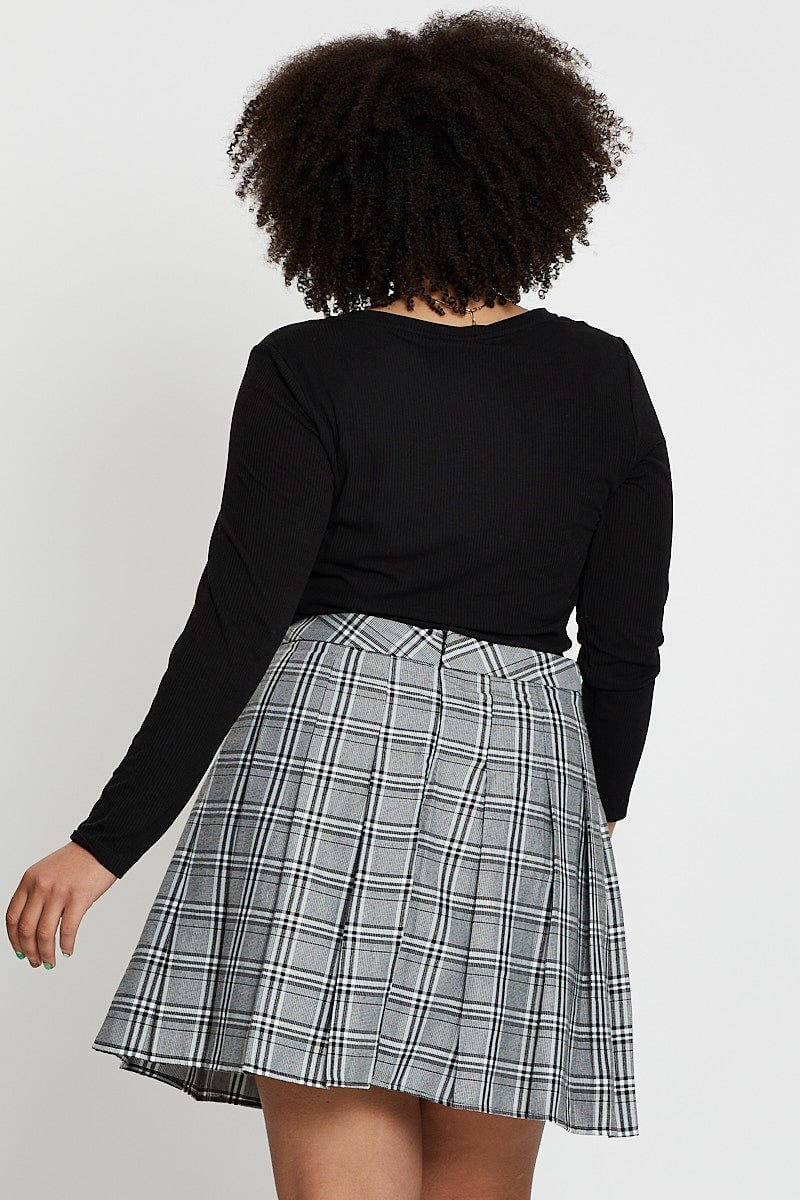 Check Pleated Check Mini Skirt For Women By You And All