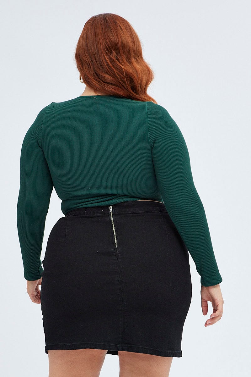 Black Denim Skirt Mini Side Split for YouandAll Fashion