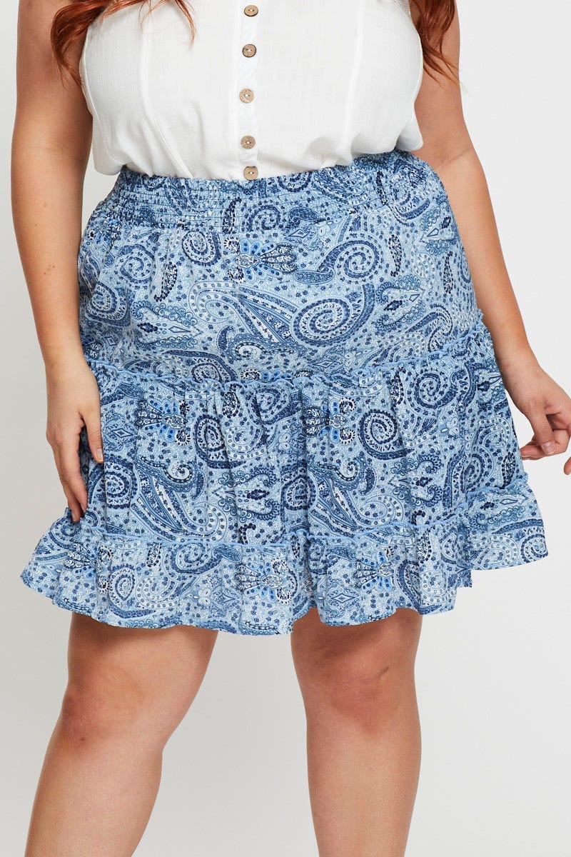 Paisley Pr Mini Wrap Skirt Ruffle Hem For Women By You And All