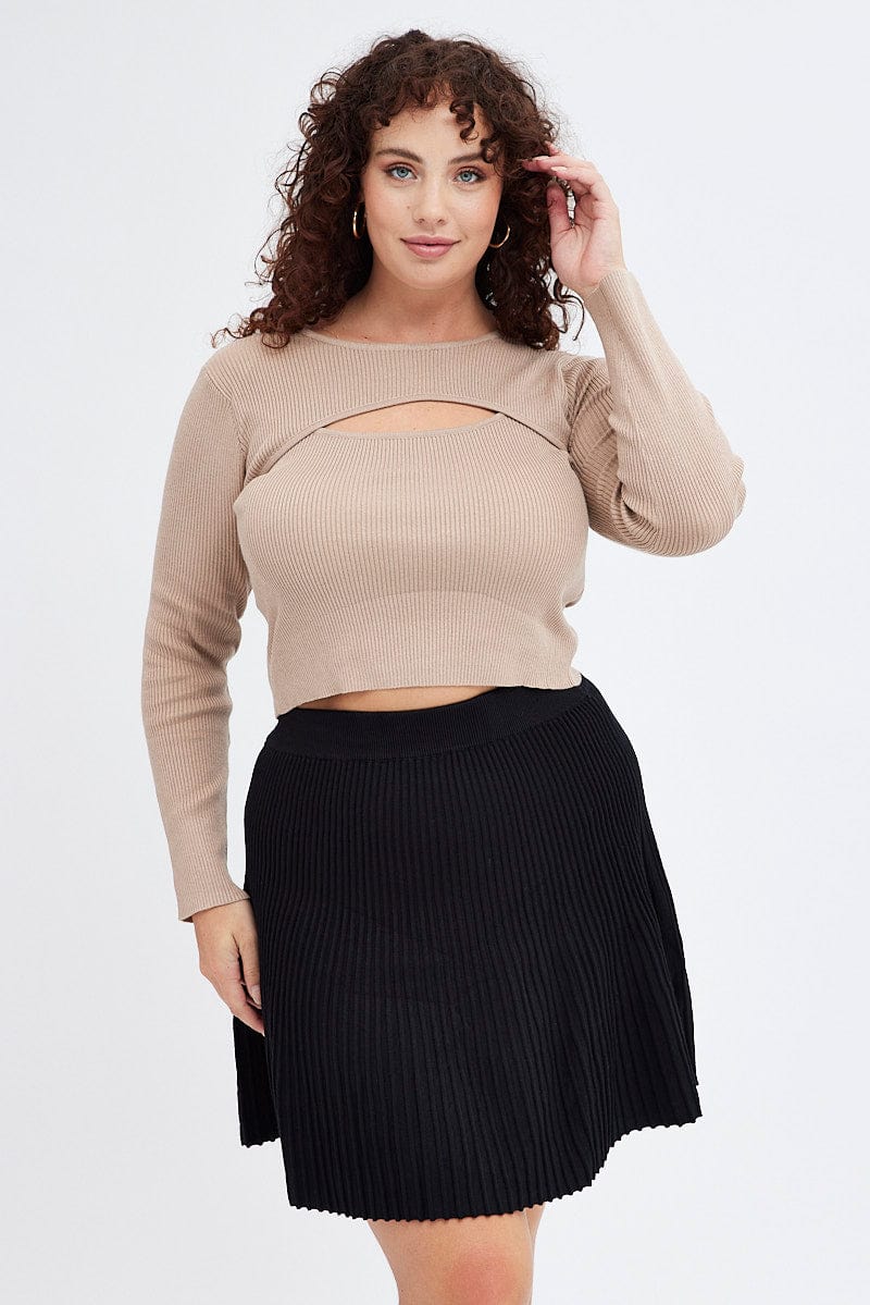 Black Knee Skirt Knit Flare for YouandAll Fashion