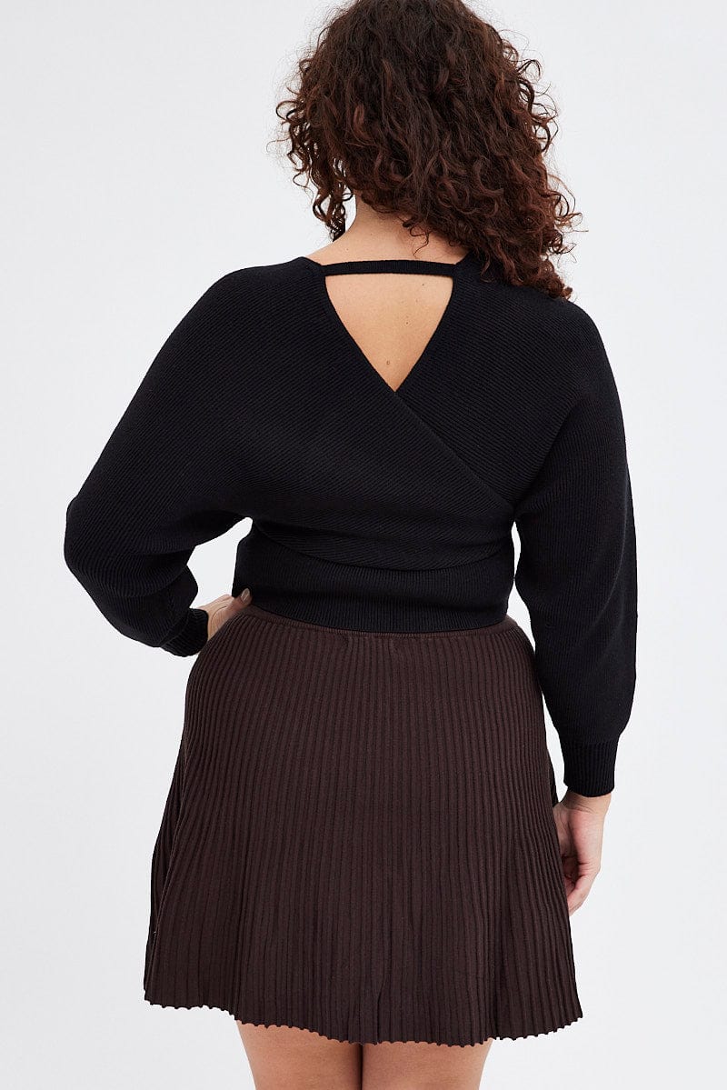 Brown Knee Skirt Knit Flare for YouandAll Fashion