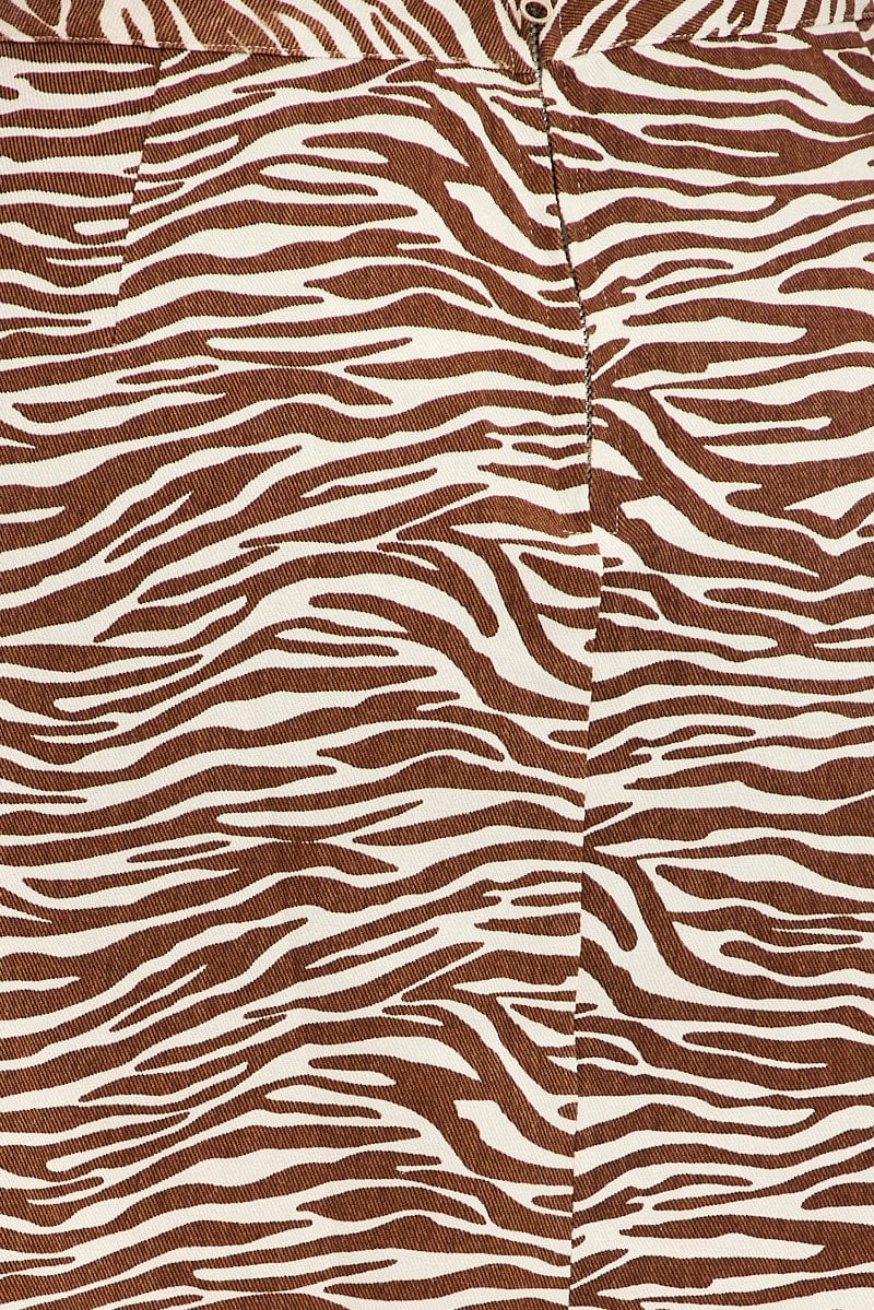 MULTI Animal Print Mini Skirt Zebra Print A Line Cotton for YouandAll Fashion