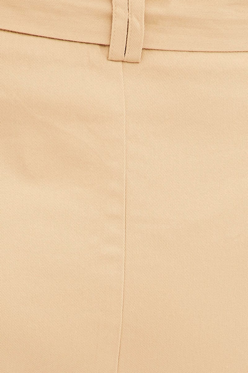 Beige Cargo Skirt Belted Mini Cotton for YouandAll Fashion