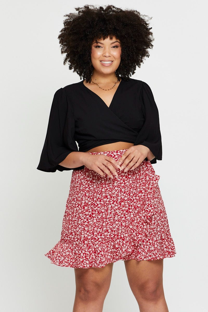 Floral Prt Mini Skirt Ruffle Hem For Women By You And All