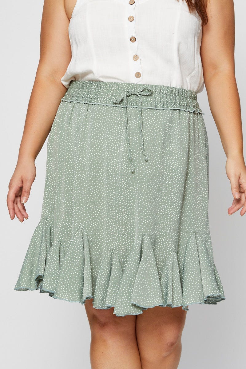 Polka Dot Mini Skirt Ruffle Hem For Women By You And All