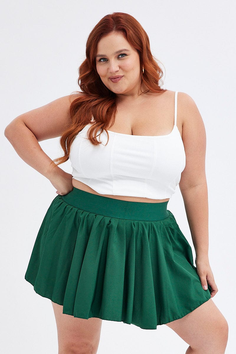 Green Mini Skirt Pleated Tennis With Shorts Underneath for YouandAll Fashion