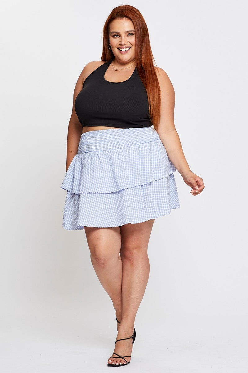 Check Mini Skater Skirt Tie For Women By You And All