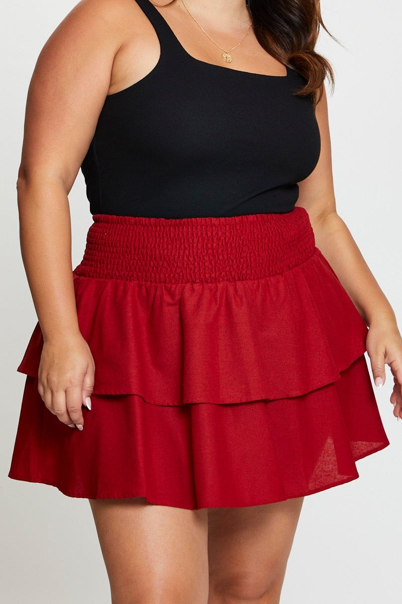 Rust Mini Skater Skirt Tie  for Women by You and All