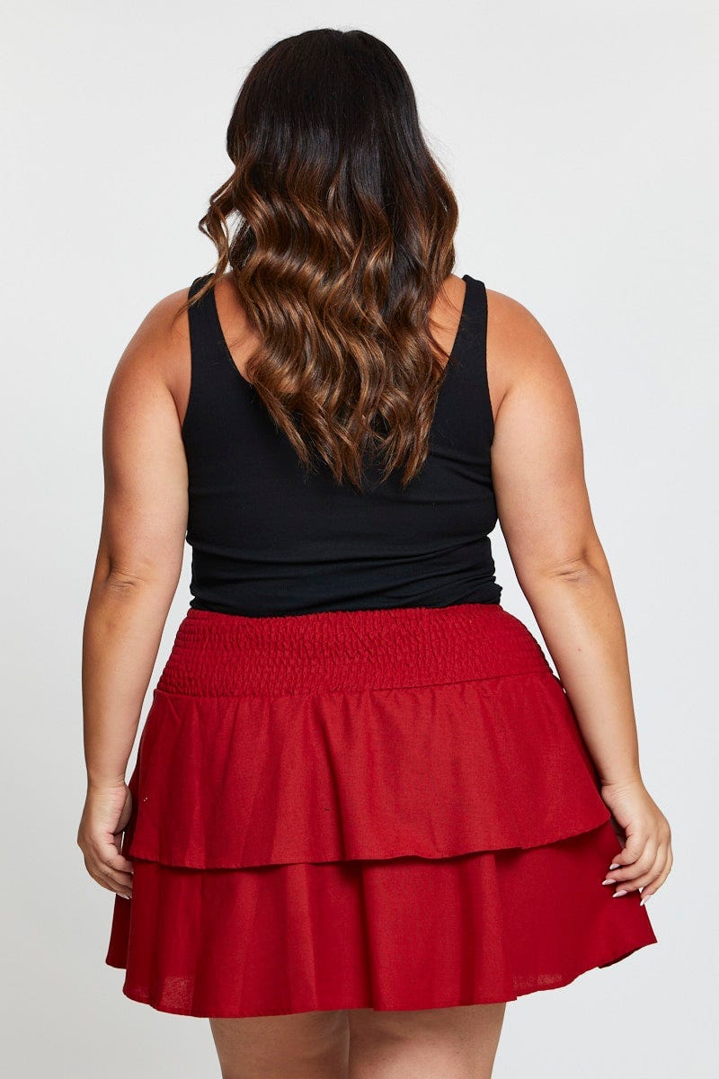 Plus size clearance red skater skirt