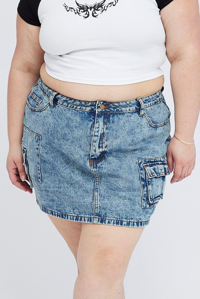 Denim Mini Skirt Denim Cargo Pocket for YouandAll Fashion