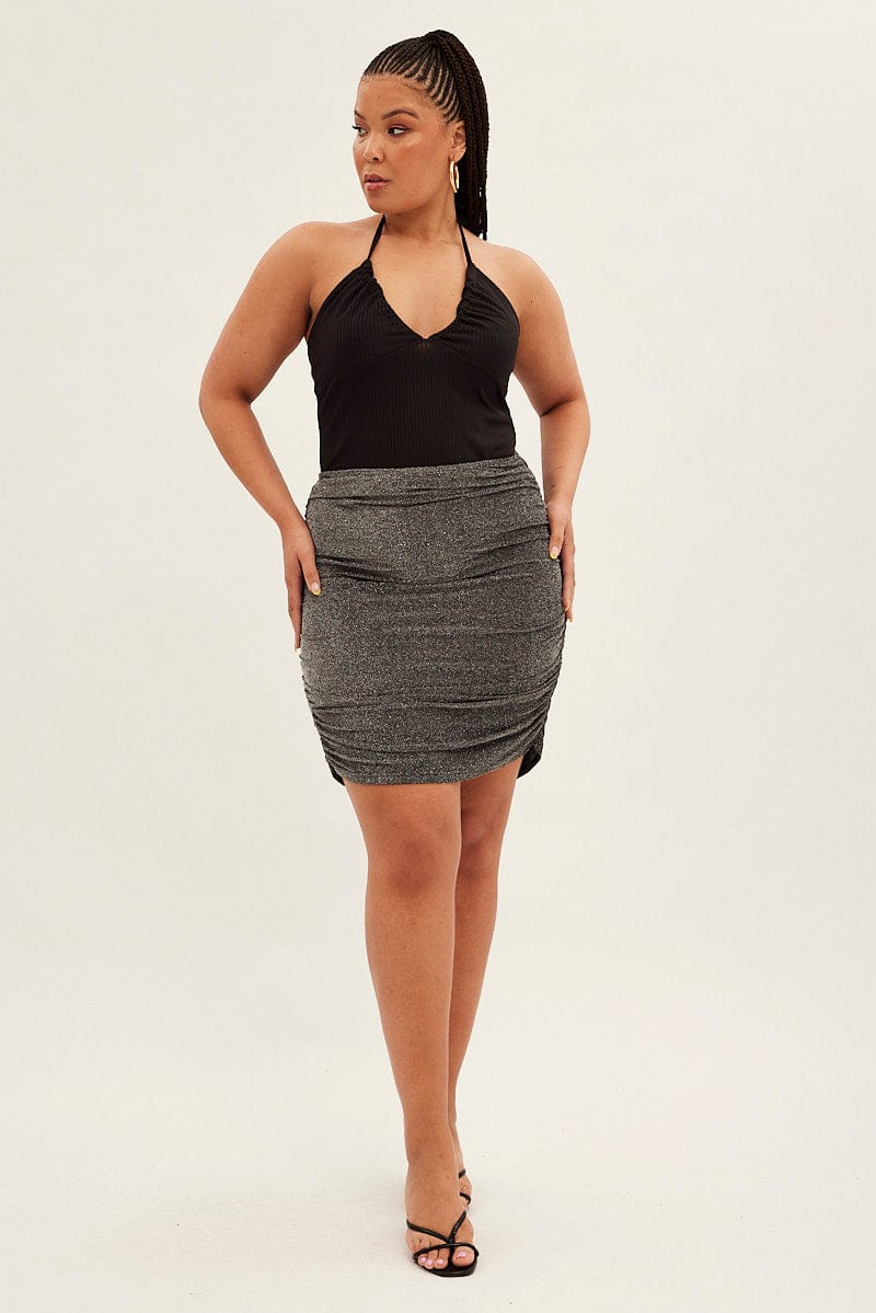 Black mini 2024 skirt elastic waist