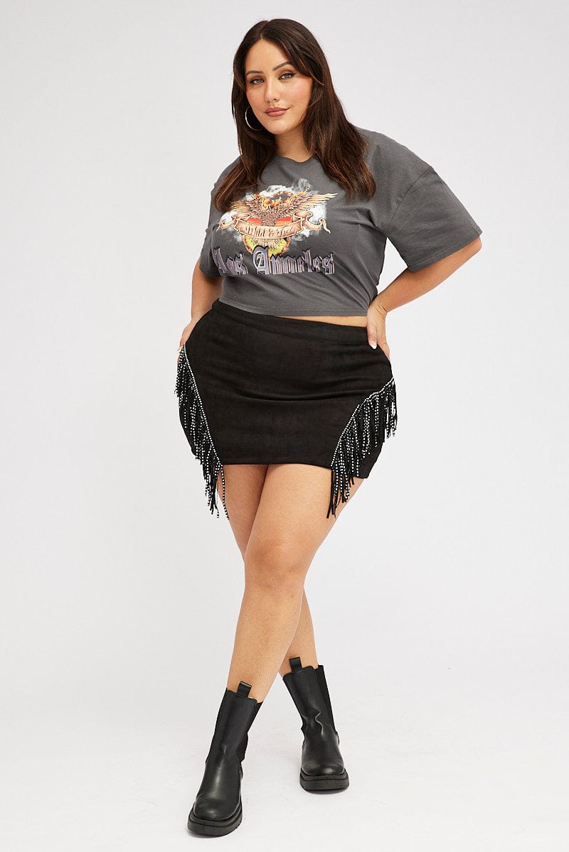 Black Fringe Festival Mini Skirt for YouandAll Fashion