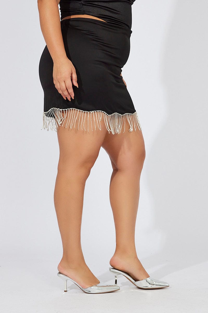 Black Rhinestone Mini Skirt You All - Main Image