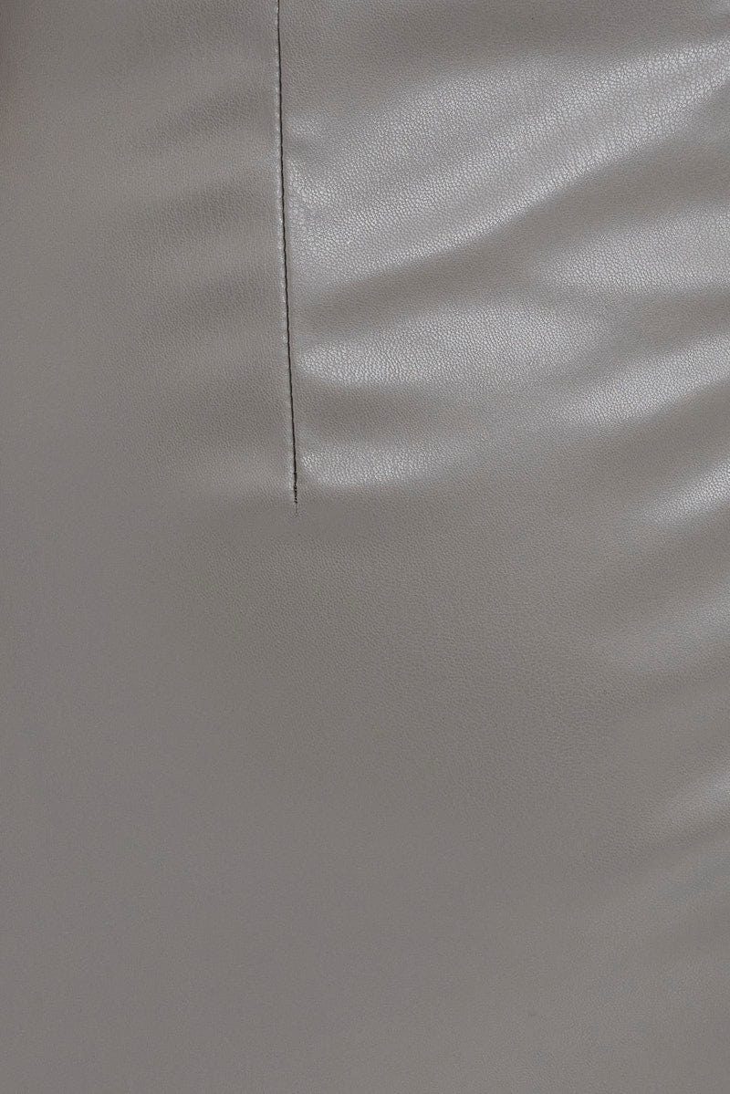 Grey Mini Skirt Faux Leather You All - Main Image