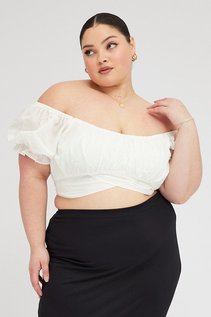 White Crop Top Short Sleeve Tie Back for YouandAll Fashion