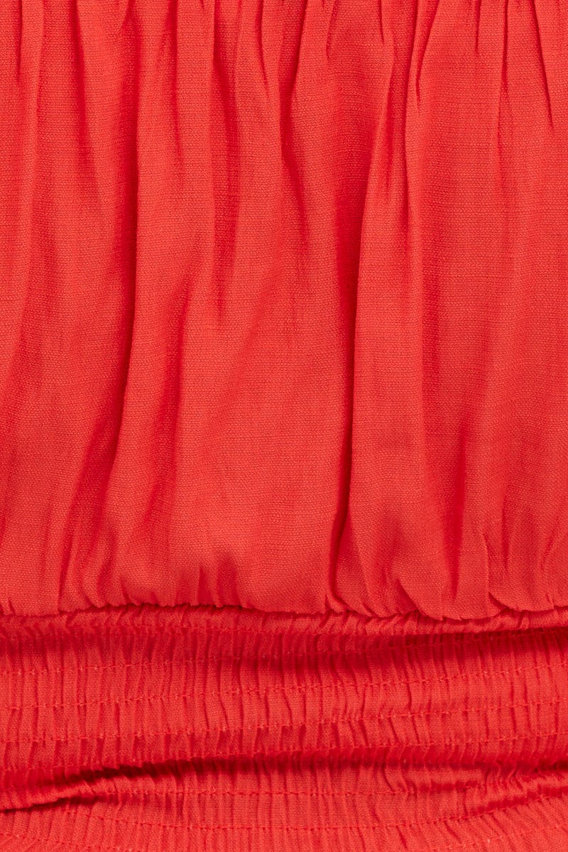 Overcup Red Plus Size Red 3/4 Sleeve Gathered Bust Crop Top | You + All | Shop ...