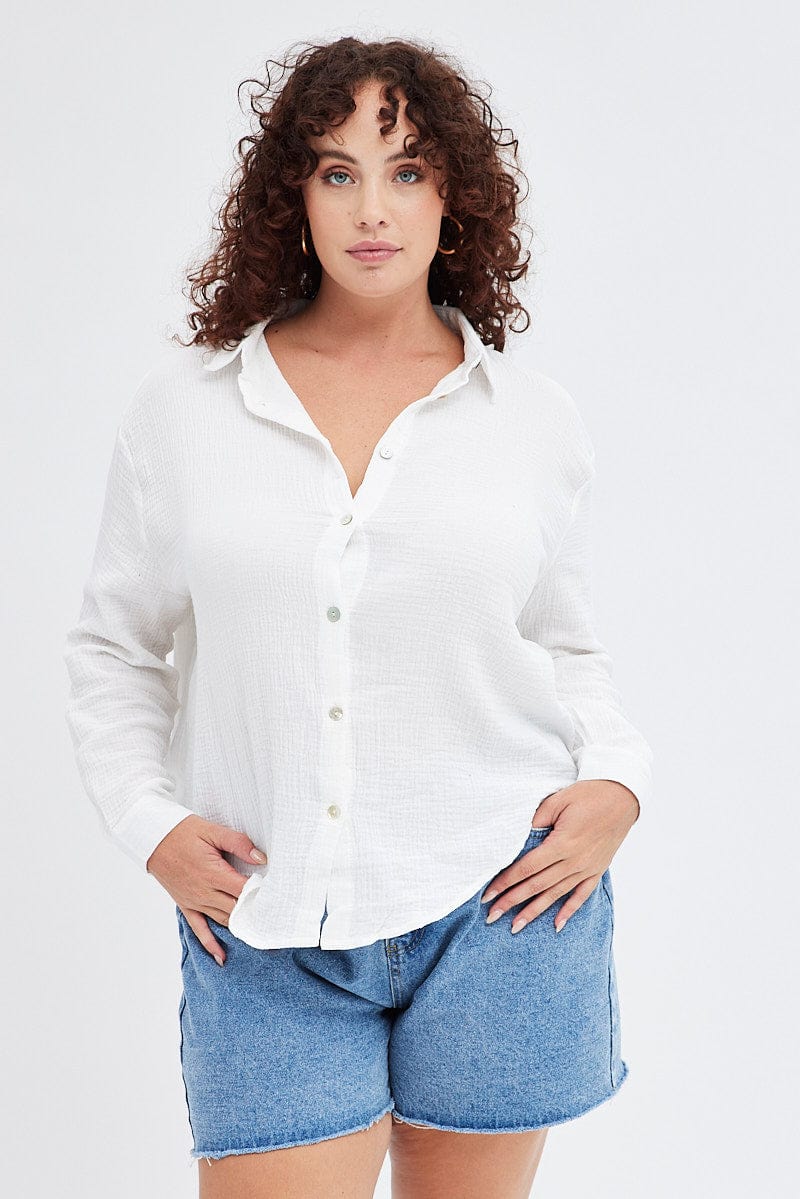 White Relaxed Shirt Long Sleeve for YouandAll Fashion