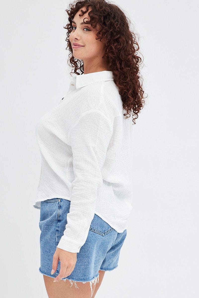 White Relaxed Shirt Long Sleeve for YouandAll Fashion