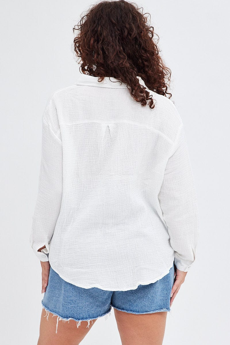 White Relaxed Shirt Long Sleeve for YouandAll Fashion