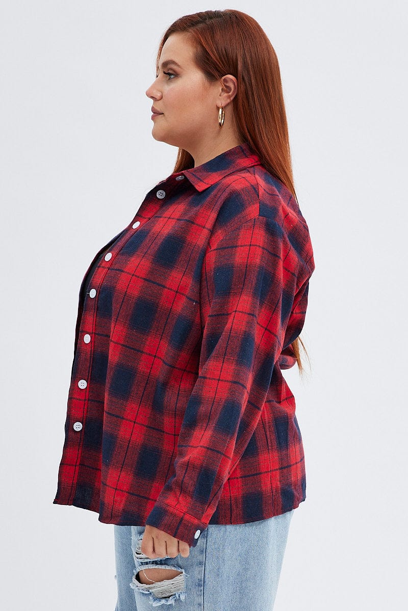 Red Check Relaxed Shirt Long Sleeve for YouandAll Fashion