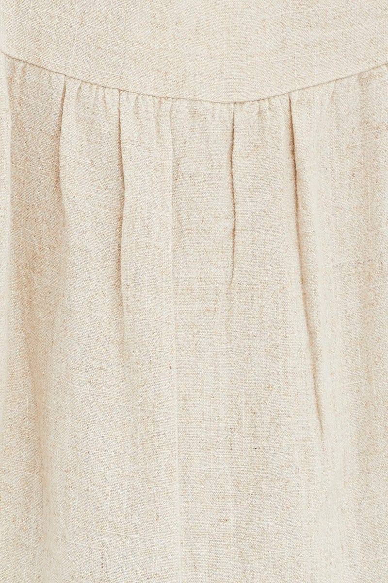 Nude Linen Shell Top  Short Sleeve Ruffle for Women by You and All