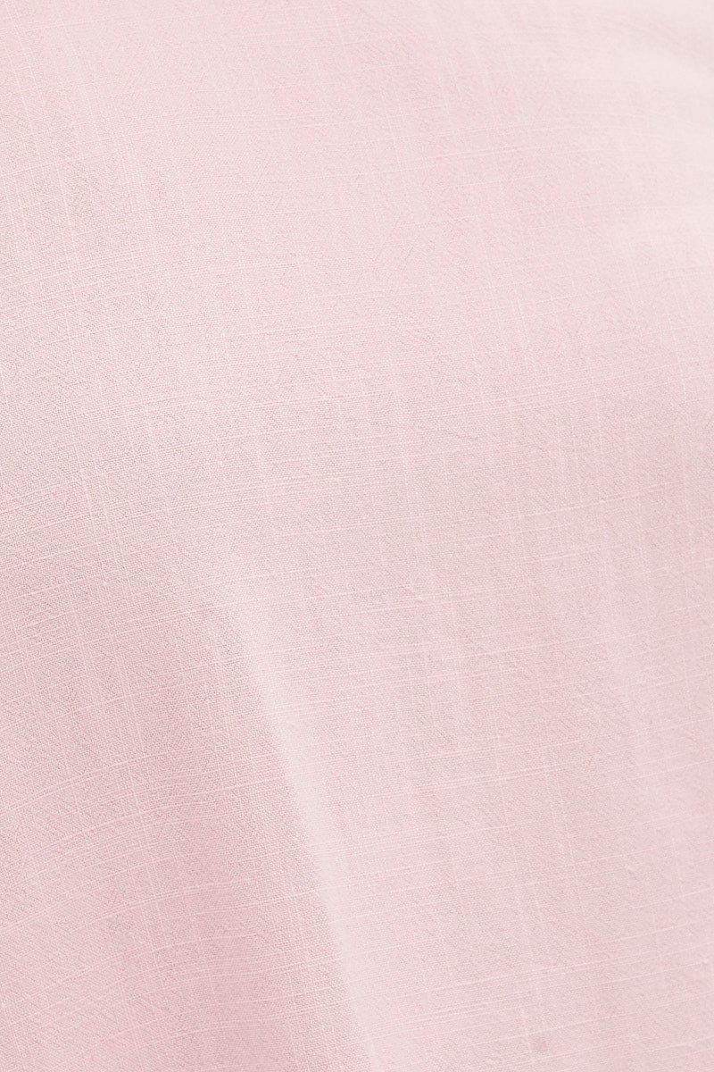 Pink Relaxed Top Short Sleeve Frill Linen Viscose for YouandAll Fashion