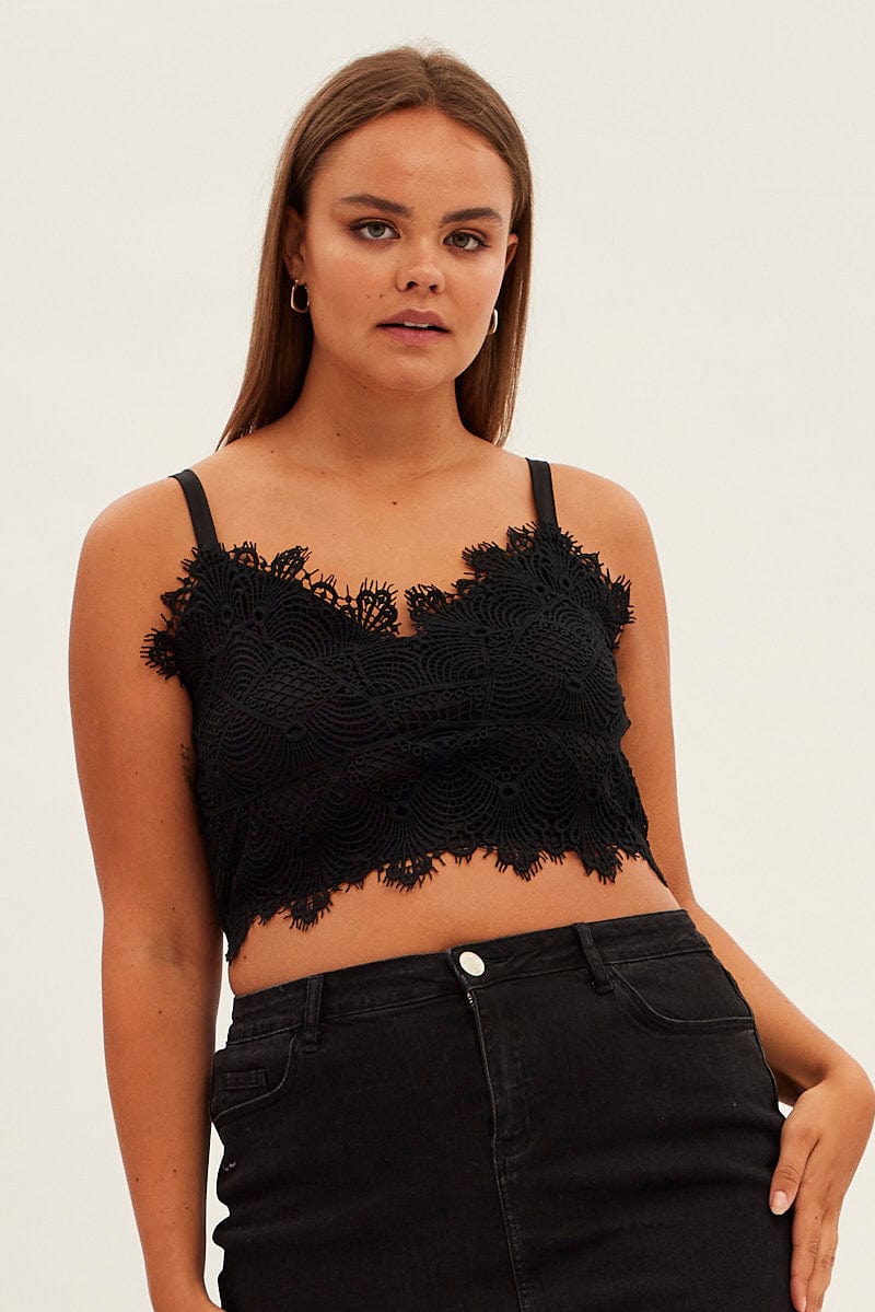 Black Crop Top Sleeveless Lace for YouandAll Fashion