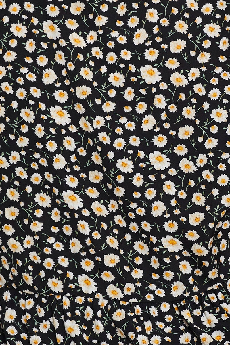 Floral Prt V-Neck Tie Top Short Sleeve Button Front For Women By You And All