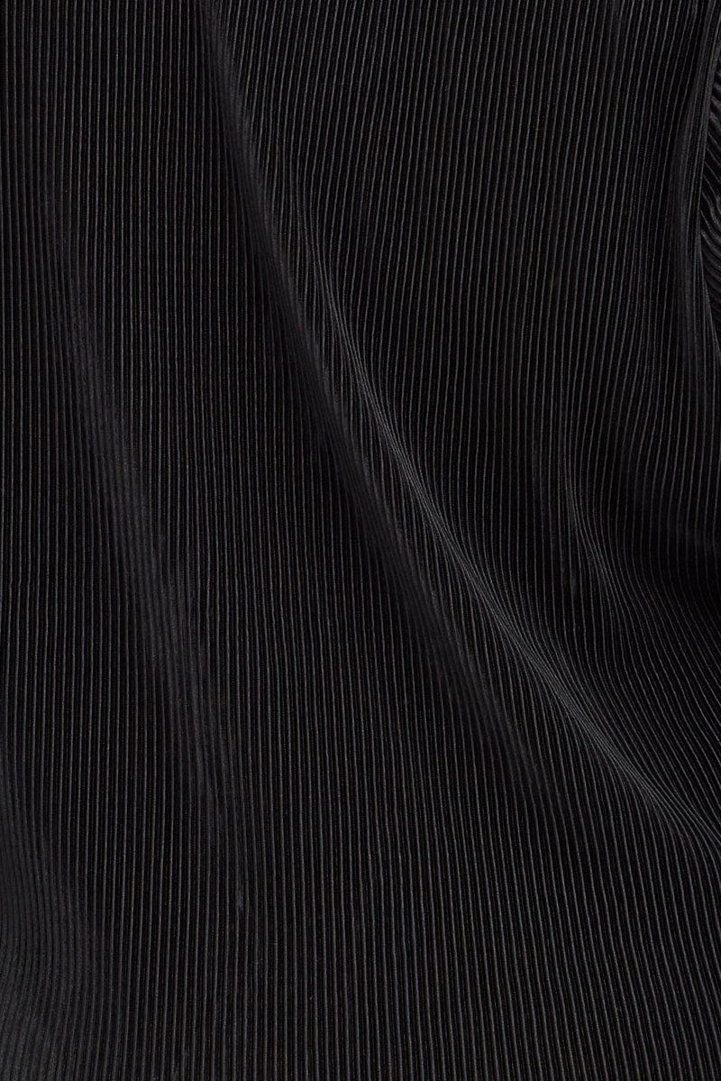 Black Pleated Shirt Short Sleeve Plisse for YouandAll Fashion