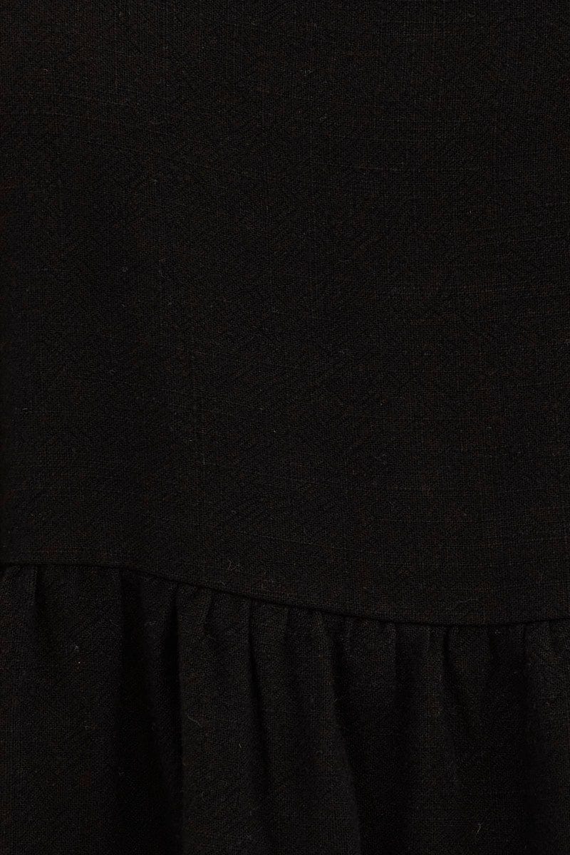 Black Relaxed Top Sleeveless Tiered Linen Blend for YouandAll Fashion