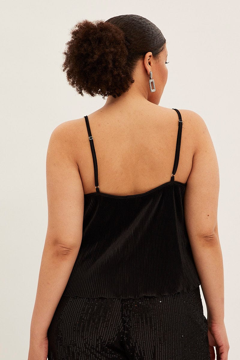 Black Plisse Top Sleeveless for YouandAll Fashion