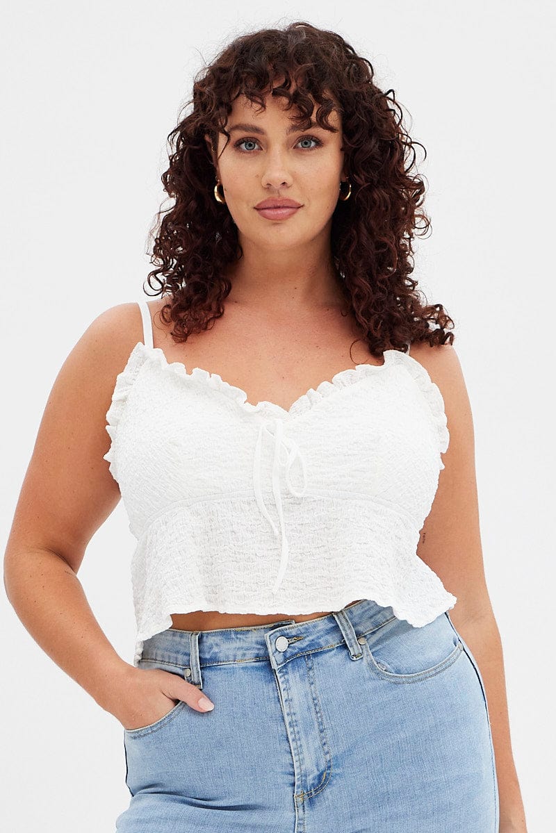 White Textured Top Sleeveless for YouandAll Fashion